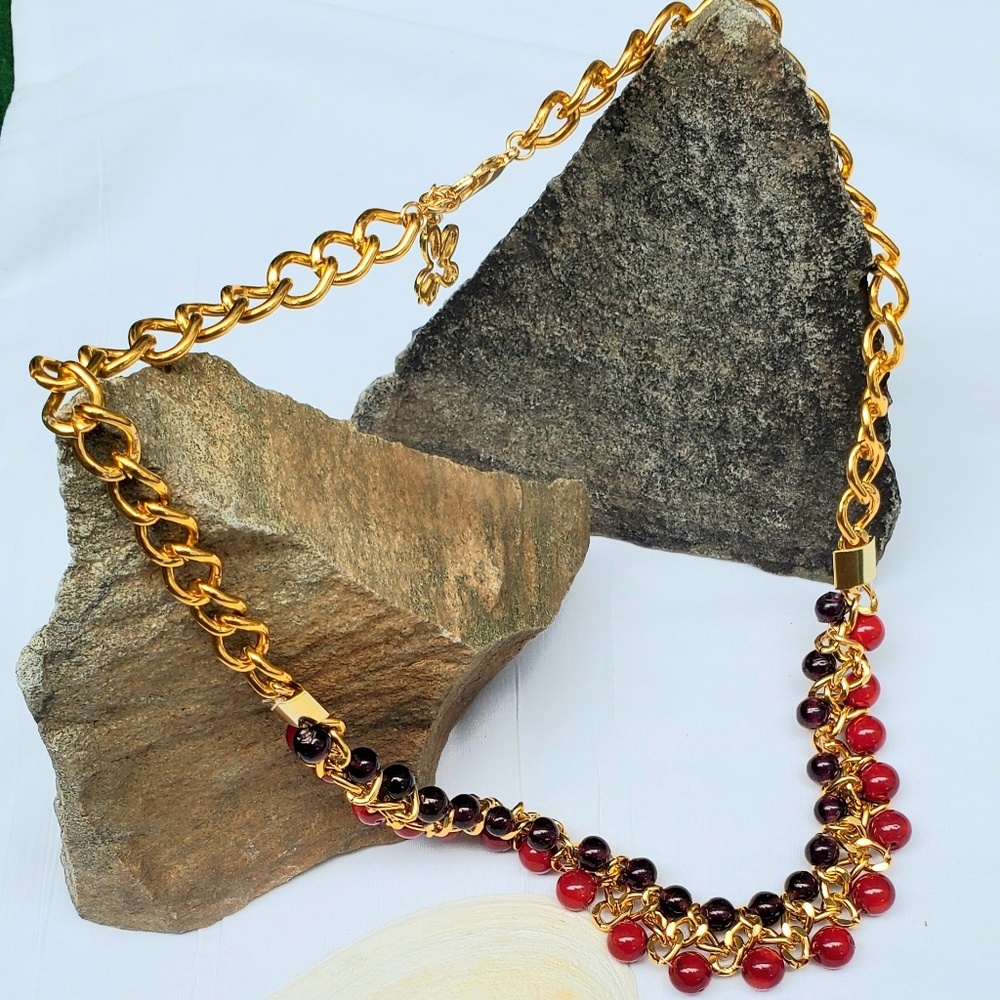 Necklace and earring set goldfilled agata stones